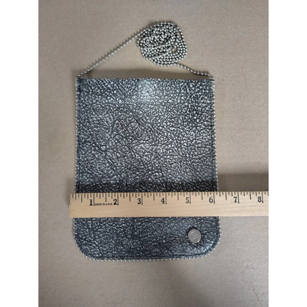 Leatherock Distressed Black Leather Crossbody Bag Purse Ball Chain Strap